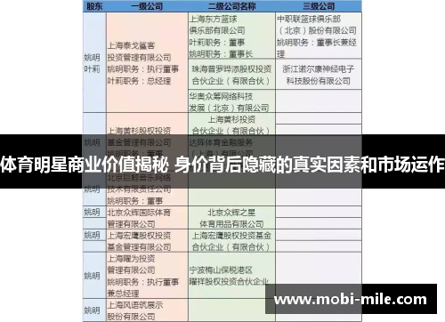 体育明星商业价值揭秘 身价背后隐藏的真实因素和市场运作 体育明星商业价值揭秘 身价背后隐藏的真实因素和市场运作