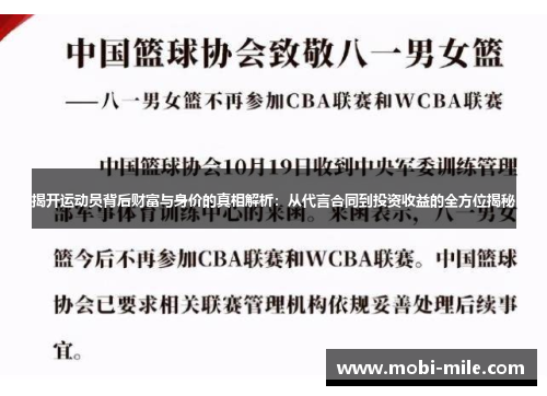 揭开运动员背后财富与身价的真相解析:从代言合同到投资收益的全方位揭秘 揭开运动员背后财富与身价的真相解析:从代言合同到投资收益的全方位揭秘
