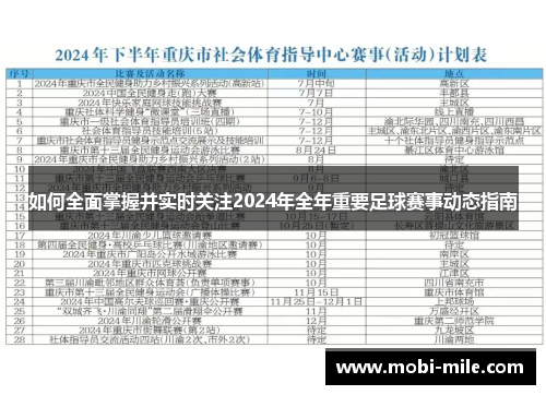 如何全面掌握并实时关注2024年全年重要足球赛事动态指南