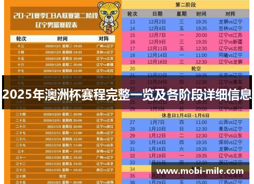 2025年澳洲杯赛程完整一览及各阶段详细信息 2025年澳洲杯赛程完整一览及各阶段详细信息