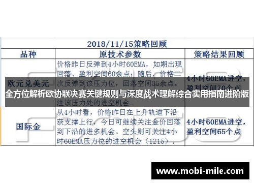 全方位解析欧协联决赛关键规则与深度战术理解综合实用指南进阶版
