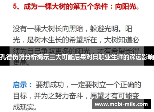 孔德伤势分析揭示三大可能后果对其职业生涯的深远影响 孔德伤势分析揭示三大可能后果对其职业生涯的深远影响