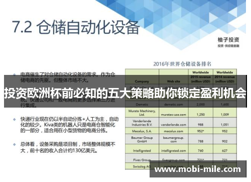 投资欧洲杯前必知的五大策略助你锁定盈利机会 投资欧洲杯前必知的五大策略助你锁定盈利机会